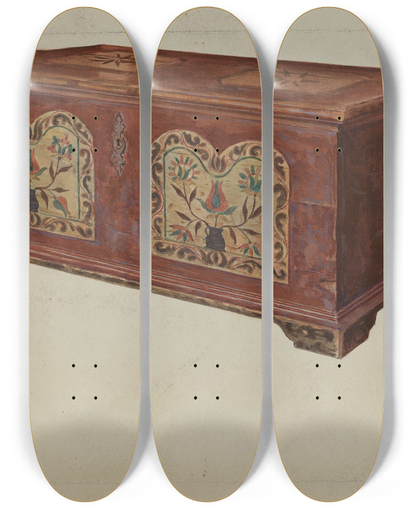 Triptych art skateboard deck of Francis Borelli Pa German Dower Chest_2 by Francis Borelli