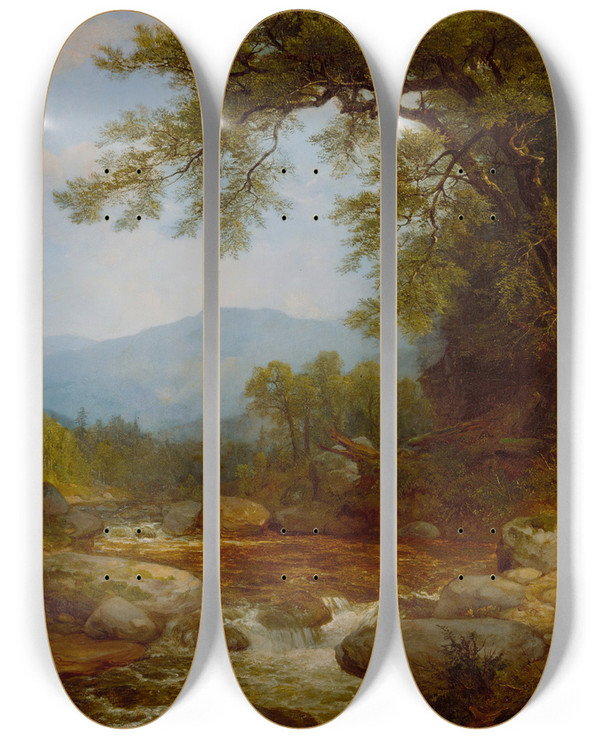 Triptych art skateboard deck of Asher Brown Durand Monument Mountain Berkshires by Asher Brown Durand (1796-1886)