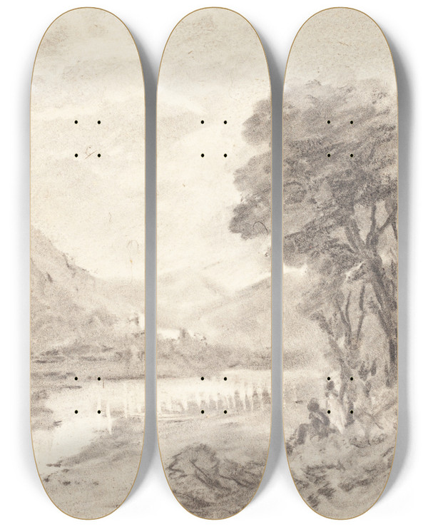 Triptych art skateboard deck of British 19Th Century Landscape by British 19Th Century (19-)