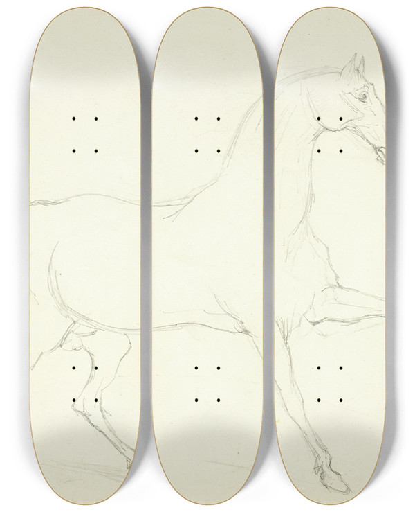 Triptych art skateboard deck of Abraham Cooper Stallion by Abraham Cooper (1787-1868)