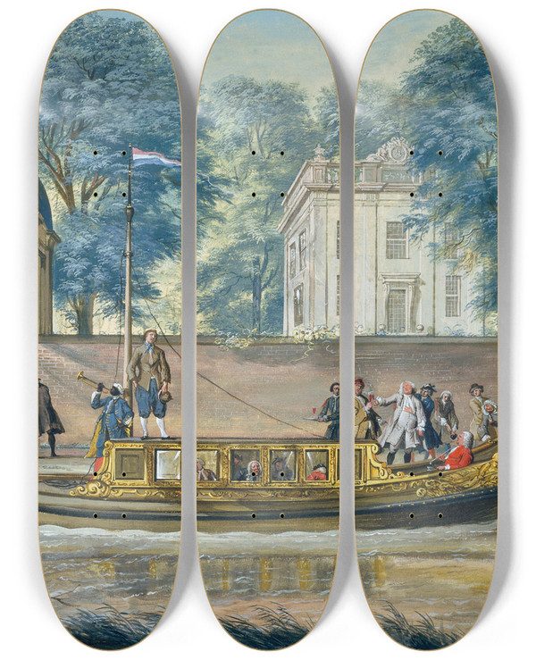Triptych art skateboard deck of Cornelis Troost Suijpe Steijn by Cornelis Troost (1696-1750)