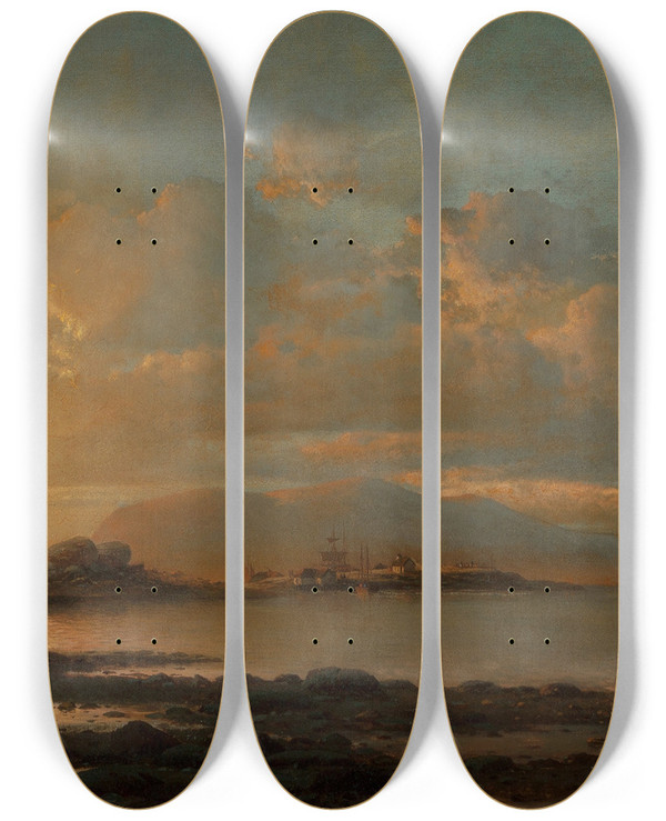 Triptych art skateboard deck of William Bradford Home Port Coast Of Labrador by William Bradford (1823-1892)