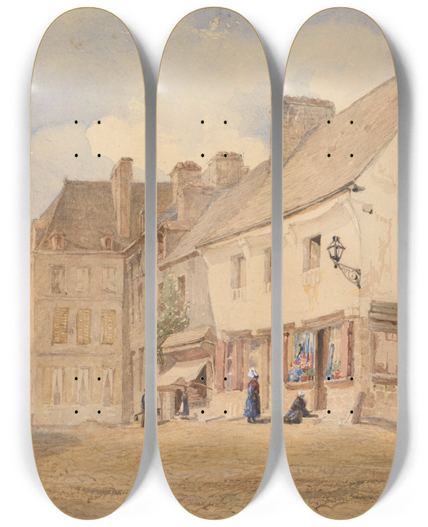 Triptych art skateboard deck of Ambrose Poynter Avranches by Ambrose Poynter (1796-1886)