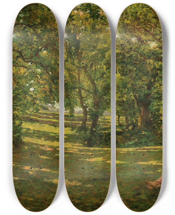 Triptych art skateboard deck of Antare Cesare Bertolotti Serenit Meridiana by Antare Cesare Bertolotti (1854-1932)