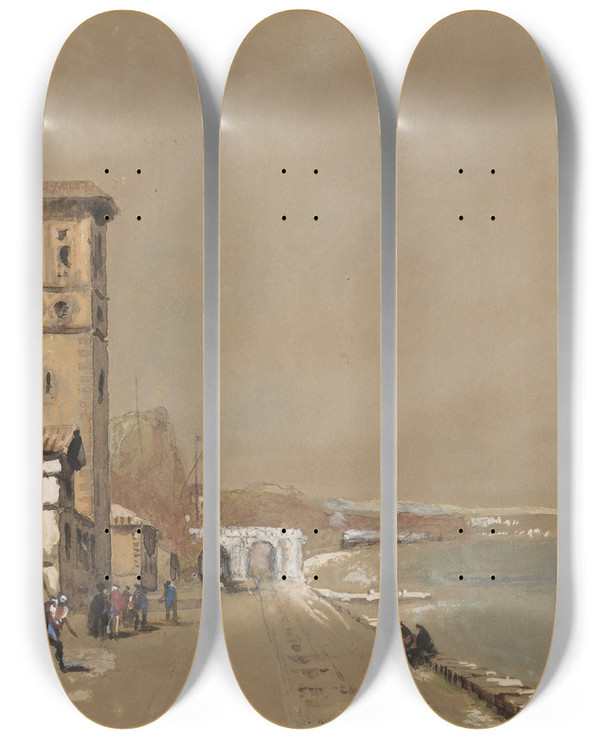 Triptych art skateboard deck of David Roberts Dawlish by David Roberts (1796-1864)