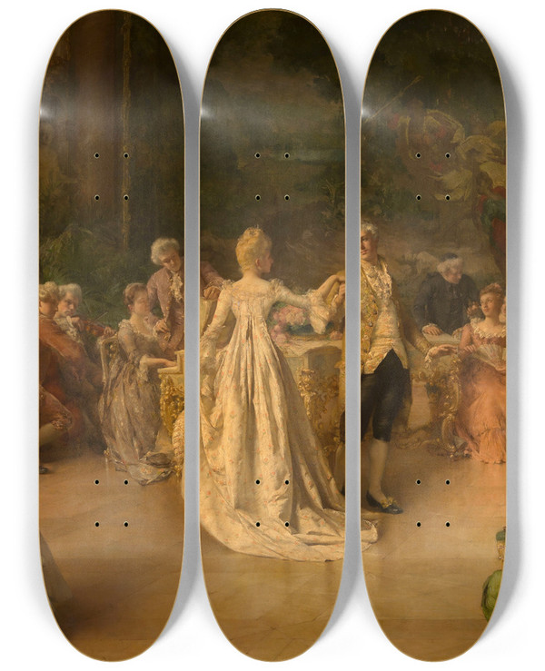 Triptych art skateboard deck of Jan Willem Rosier Minuet by Jan Willem Rosier (1858-1931)