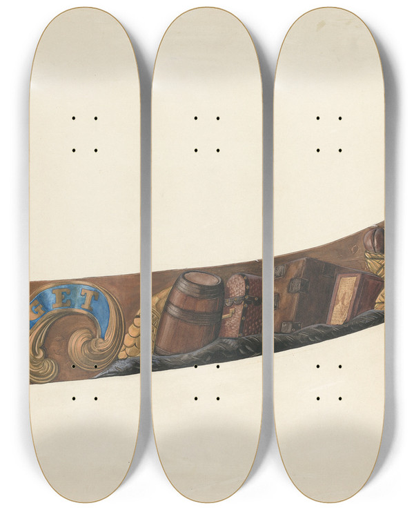 Triptych art skateboard deck of Beverly Chichester Nameboard From Schooner by Beverly Chichester (20-)