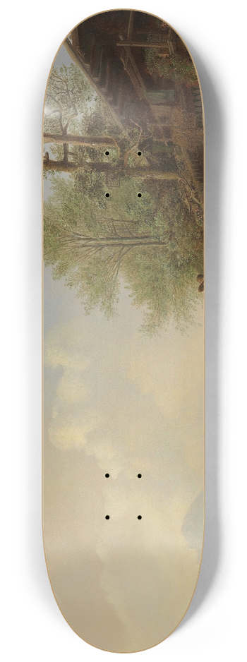 Heinrich Brkel - Bauernhof mit Brunnen 8.25 inch art skate deck