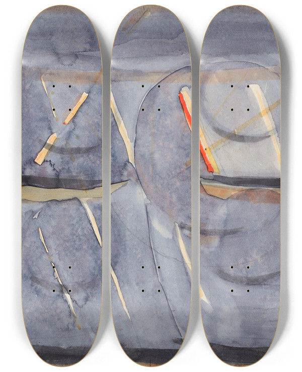 Triptych art skateboard deck of Otto Meyeramden Studie Zu Vorbereitung Andacht Im Esssaal by Otto Meyer-Amden (1885-1933)