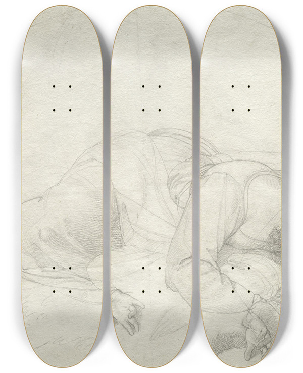Triptych art skateboard deck of Johann Evangelist Scheffer Von Leonhardshoff Saint Cecilia by Johann Evangelist Scheffer Von Leonhardshoff (1795-1822)