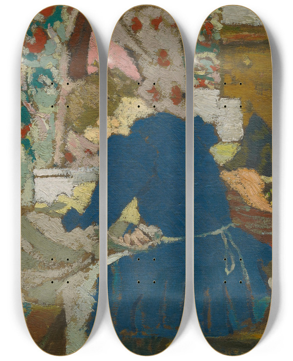 Triptych art skateboard deck of Douard Vuillard Interior by douard Vuillard (1868-1940)