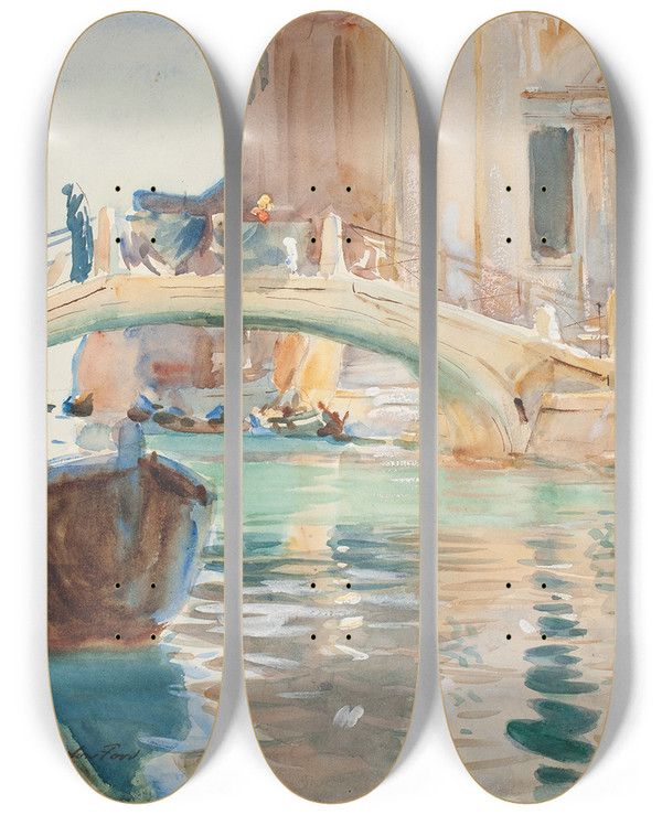 Triptych art skateboard deck of John Singer Sargent San Giuseppe Di Castello Venice by John Singer Sargent (1856-1925)