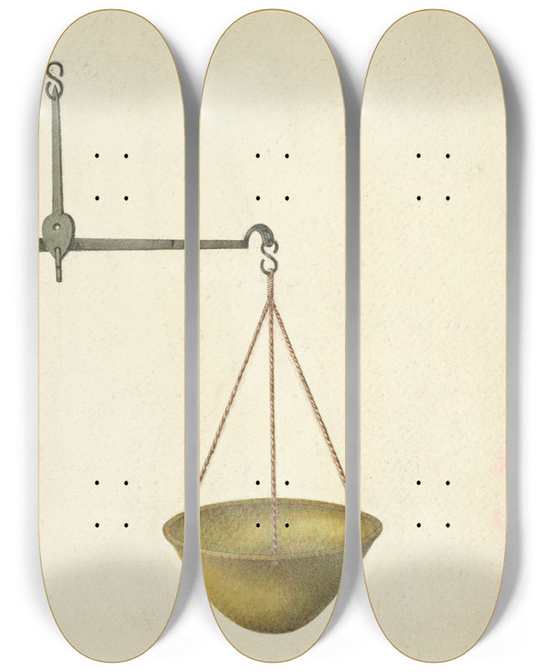 Triptych art skateboard deck of George V Vezolles Shaker Scales_2 by George V Vezolles