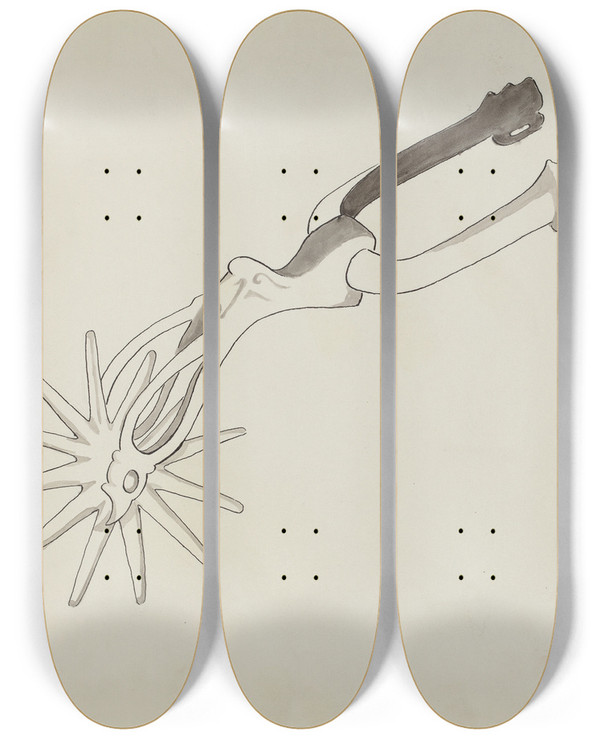 Triptych art skateboard deck of J Henry Marley Spur_2 by J Henry Marley