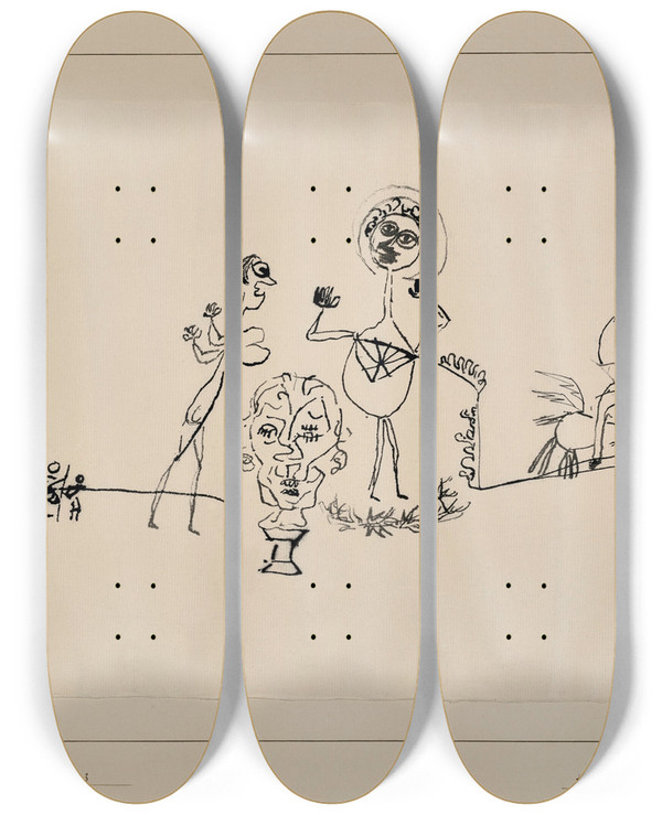 Triptych art skateboard deck of Paul Klee Kunststreit by Paul Klee (1879-1940)