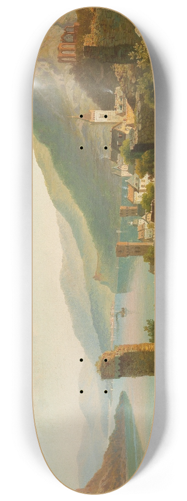 Heinrich Eduard Heyn - Town on the Rhine 8.25 inch art skate deck