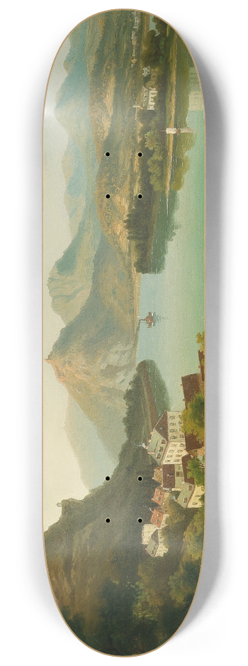 Heinrich Eduard Heyn - Town on the Rhine II 8.25 inch art skate deck