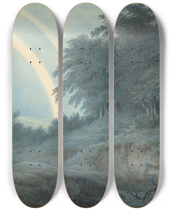 Triptych art skateboard deck of John Glover The Rainbow by John Glover (1767-1849)