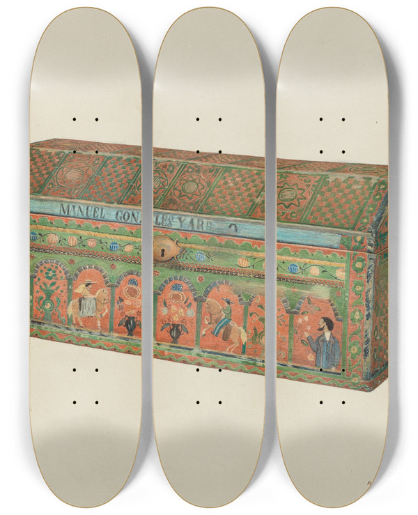 Triptych art skateboard deck of Robert Wr Taylor Chest by Robert W R Taylor (20-)