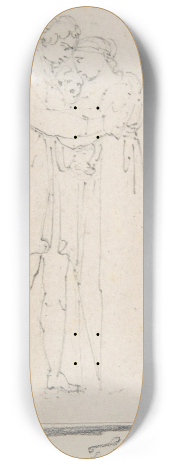 Heinrich Friedrich Fger - Man Embracing Woman with Child in Her Arms 8.25 inch art skate deck
