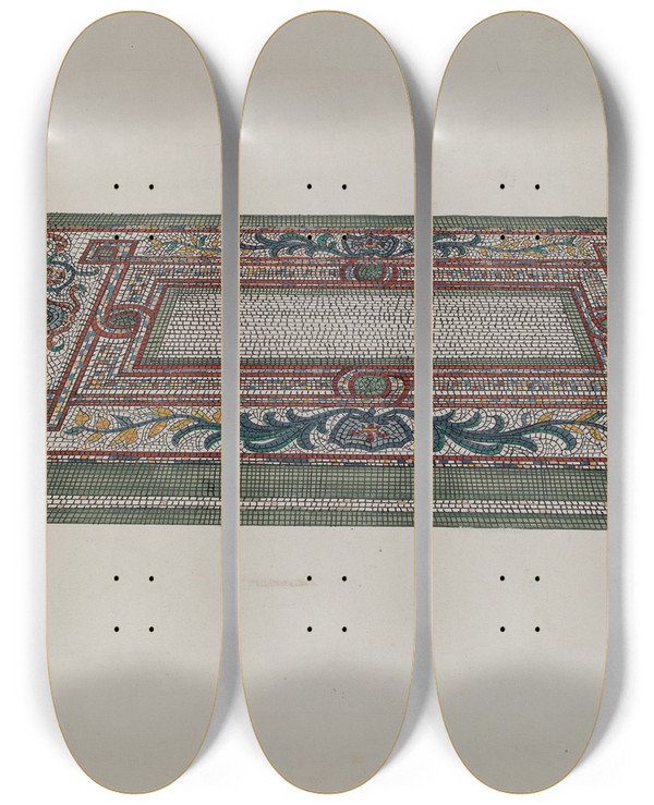 Triptych art skateboard deck of Ellen Duncan Marble Mosaic Floor by Ellen Duncan