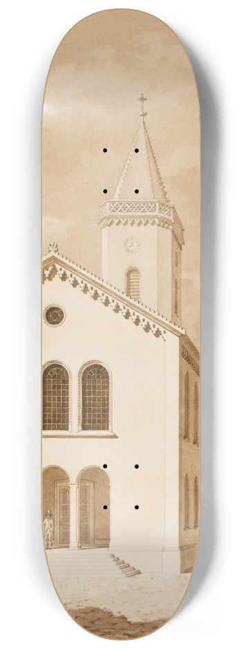 Heinrich Hbsch - Entwurf zu einer Kirche fr die Gemeinde Friedrichsdorf 8.25 inch art skate deck
