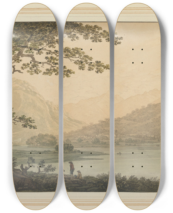Triptych art skateboard deck of Joseph Farington Patterdale From Martindale Fell by Joseph Farington (1747-1821)