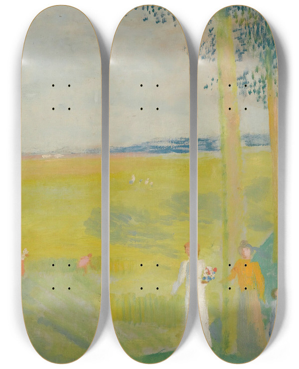 Triptych art skateboard deck of Maurice Denis Paysage De Campagne by Maurice Denis (1870-1943)