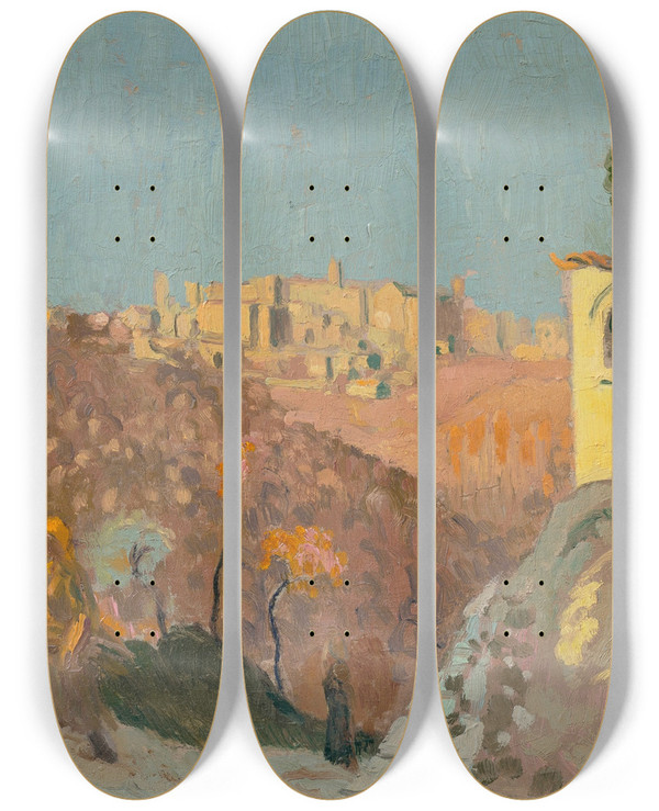 Triptych art skateboard deck of Maurice Denis Montefalco by Maurice Denis (1870-1943)