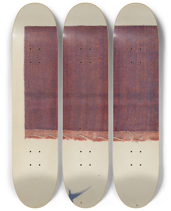 Triptych art skateboard deck of American 20Th Century Shaker Dress Material by American 20Th Century
