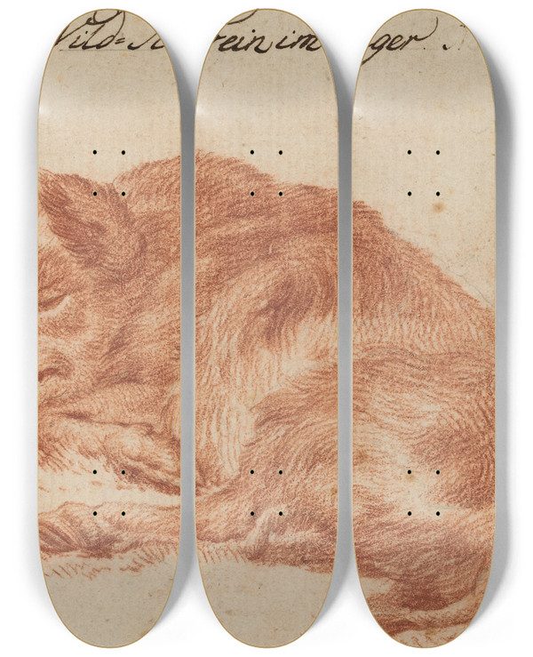 Triptych art skateboard deck of German 18Th Century Wild Boar by German, 18th Century (18-)