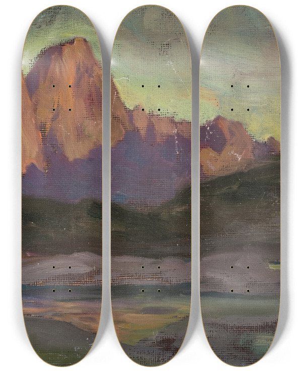 Triptych art skateboard deck of Anna Boberg Vaagakallen Study From Lofoten by Anna Boberg (1864-1935)