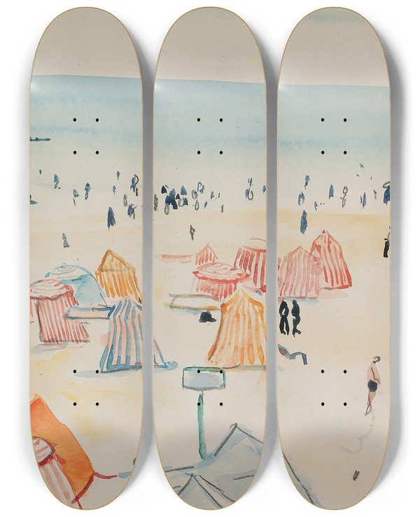 Triptych art skateboard deck of Albert Marquet Plage Des Sables Dolonne by Albert Marquet (1875-1947)