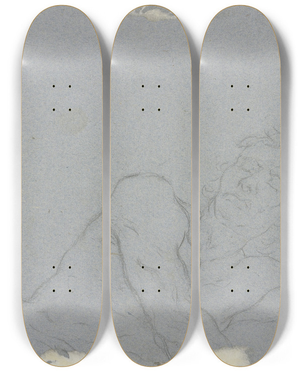 Triptych art skateboard deck of Gaspare Diziani Lagernder Mnnlicher Akt Auf Einen Ellenbogen Gesttzt by Gaspare Diziani (1689-1767)