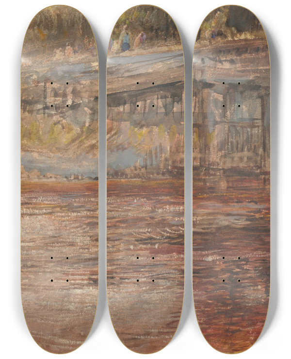 Triptych art skateboard deck of Albert Goodwin Rockstone Demerara Guyana by Albert Goodwin (1845-1932)