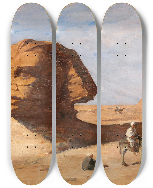 Triptych art skateboard deck of Nathaniel Hone The Younger The Sphinx by Nathaniel Hone the Younger (1831-1917)