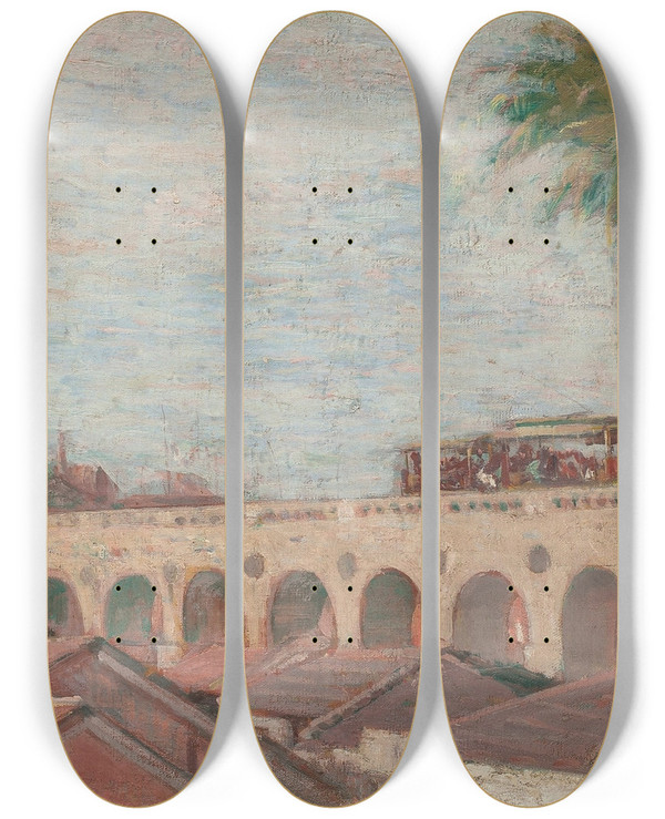 Triptych art skateboard deck of Eliseu Visconti Arcos Da Lapa by Eliseu Visconti (1866-1944)