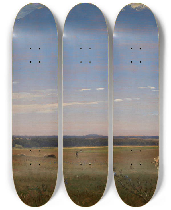 Triptych art skateboard deck of P C Skovgaard Udsigt Mod Herregrden Beldringe by P C Skovgaard (1817-1875)
