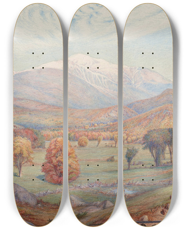 Triptych art skateboard deck of Charles Herbert Moore Mount Washington by Charles Herbert Moore (1840-1930)
