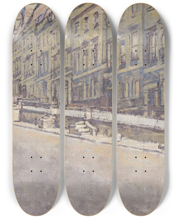 Triptych art skateboard deck of Walter Richard Sickert Belmont Lansdown Road Bath by Walter Richard Sickert (1860-1942)