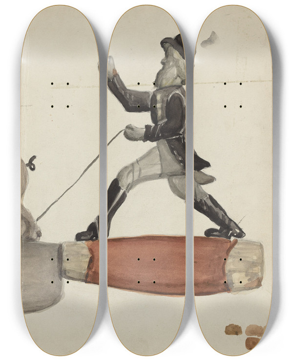 Triptych art skateboard deck of American 20Th Century Sign by American 20Th Century
