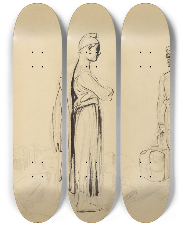 Triptych art skateboard deck of Jeanlouis Forain Toward Peace by Jean Louis Forain (1852-1931)