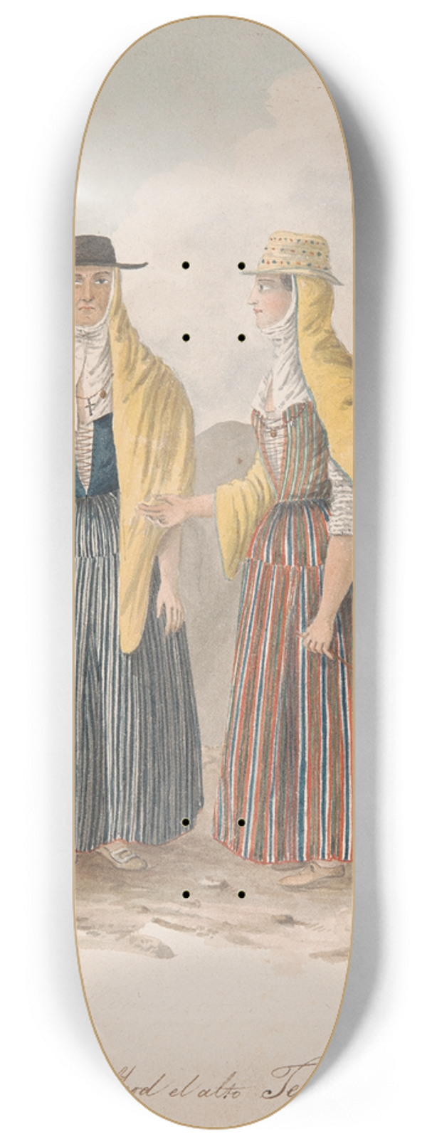 Alfred Diston - Peasants of Ycod el alto, Tenerife 8.25 inch art skate deck