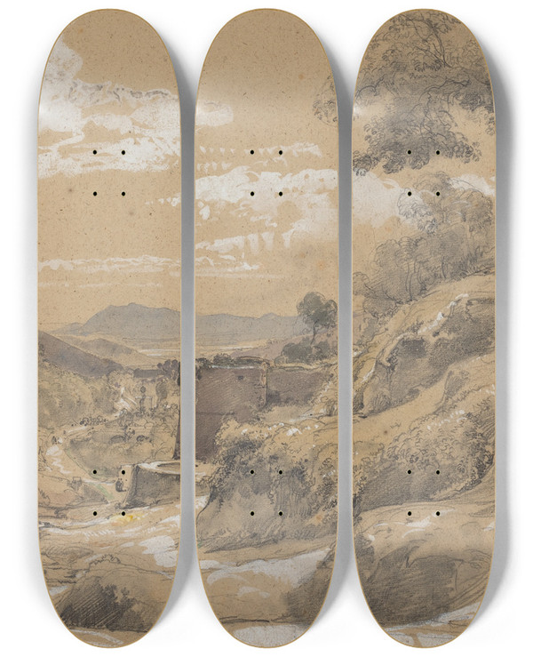 Triptych art skateboard deck of Eduard Agricola Corpo Di Cava by Eduard Agricola (1800-1848)