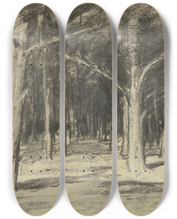 Triptych art skateboard deck of Sion Longley Wenban Forest by Sion Longley Wenban