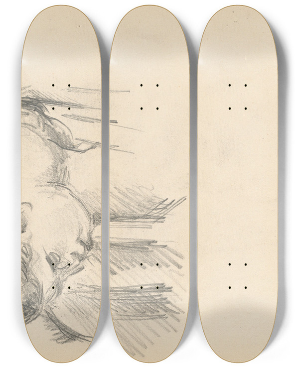 Triptych art skateboard deck of Paul Czanne Man Bending Forward by Paul Cezanne (1839-1906)