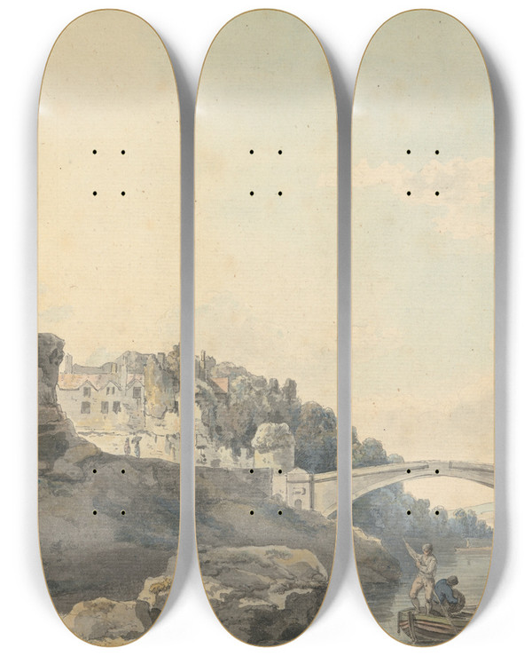 Triptych art skateboard deck of Francis Wheatley Lismore Castle Ireland by Francis Wheatley (1747-1801)