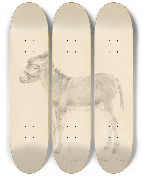 Triptych art skateboard deck of Josephus Augustus Knip Twee Ezels by Josephus Augustus Knip (1777-1847)