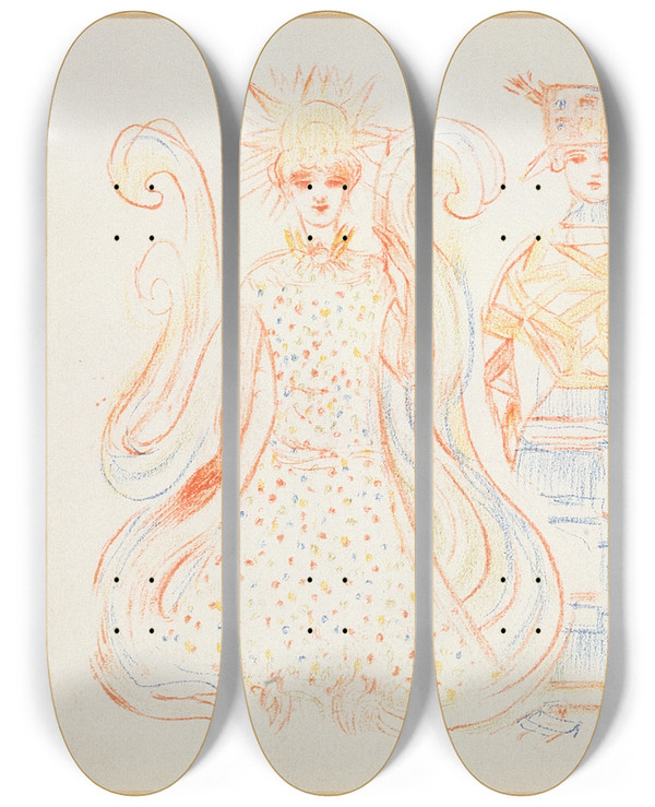 Triptych art skateboard deck of James Ensor Het Luminisme Het Kubisme De Gravure by James Ensor (1860-1949)