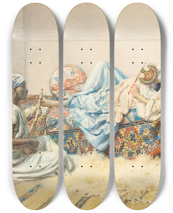 Triptych art skateboard deck of Federico Bartolini The Odalisque by Federico Bartolini (1861-1908)